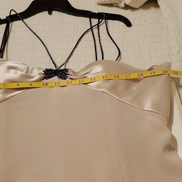 NWT Miss Milan Cream Maxi Gown with rhinestone straps size 20 - Picture 7 of 11